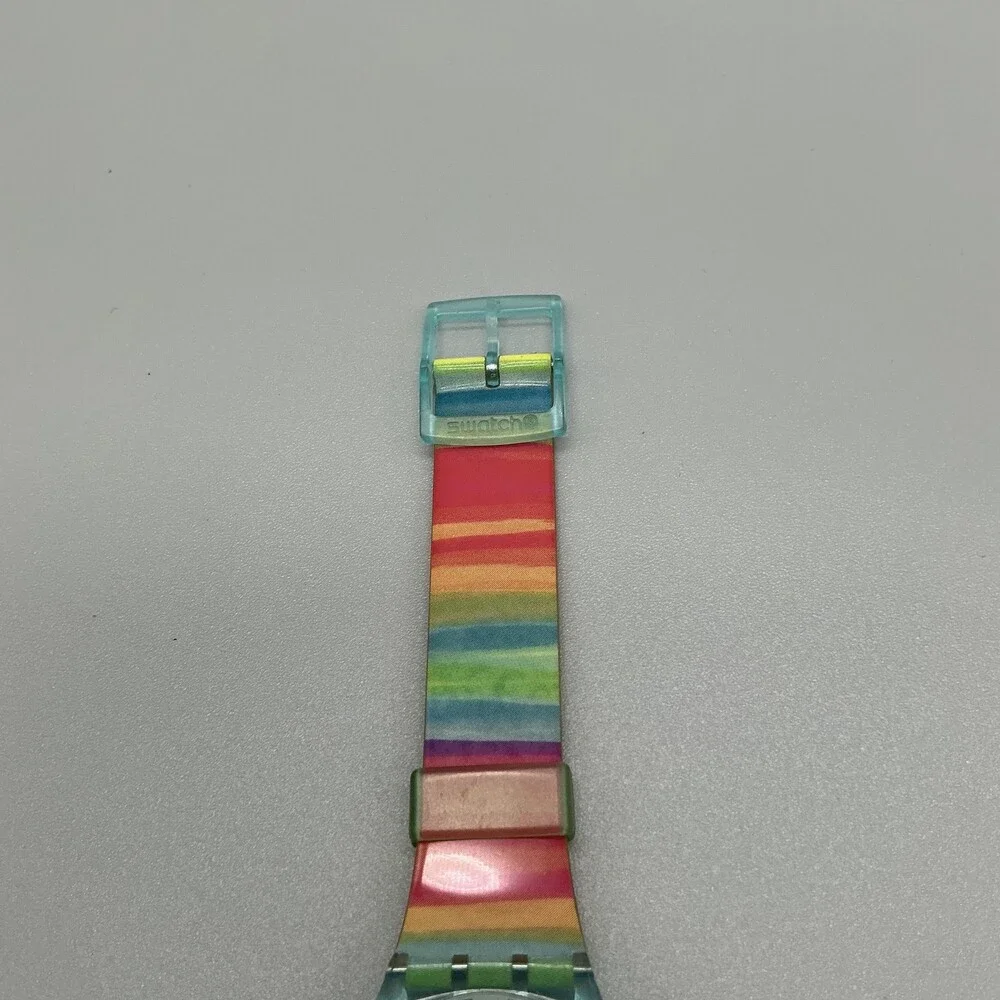 Swatch Color The Sky Men Watch 34mm Rainbow Dial Swiss GS124 New Battery
